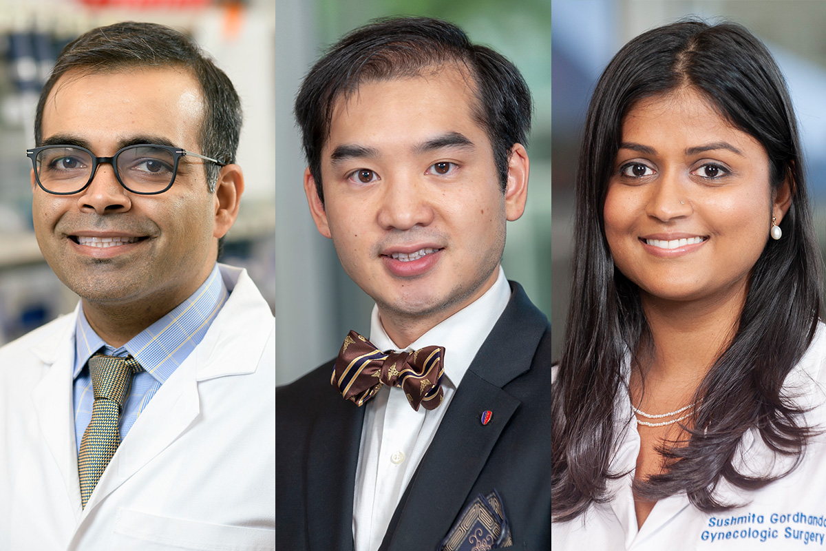 Bharat Burman, MD, PhD, Medical Oncology Fellow; M. Herman Chui, MD, FRCPC, pathologist; and Sushmita Gordhandas, MD, GYN Oncology Fellow