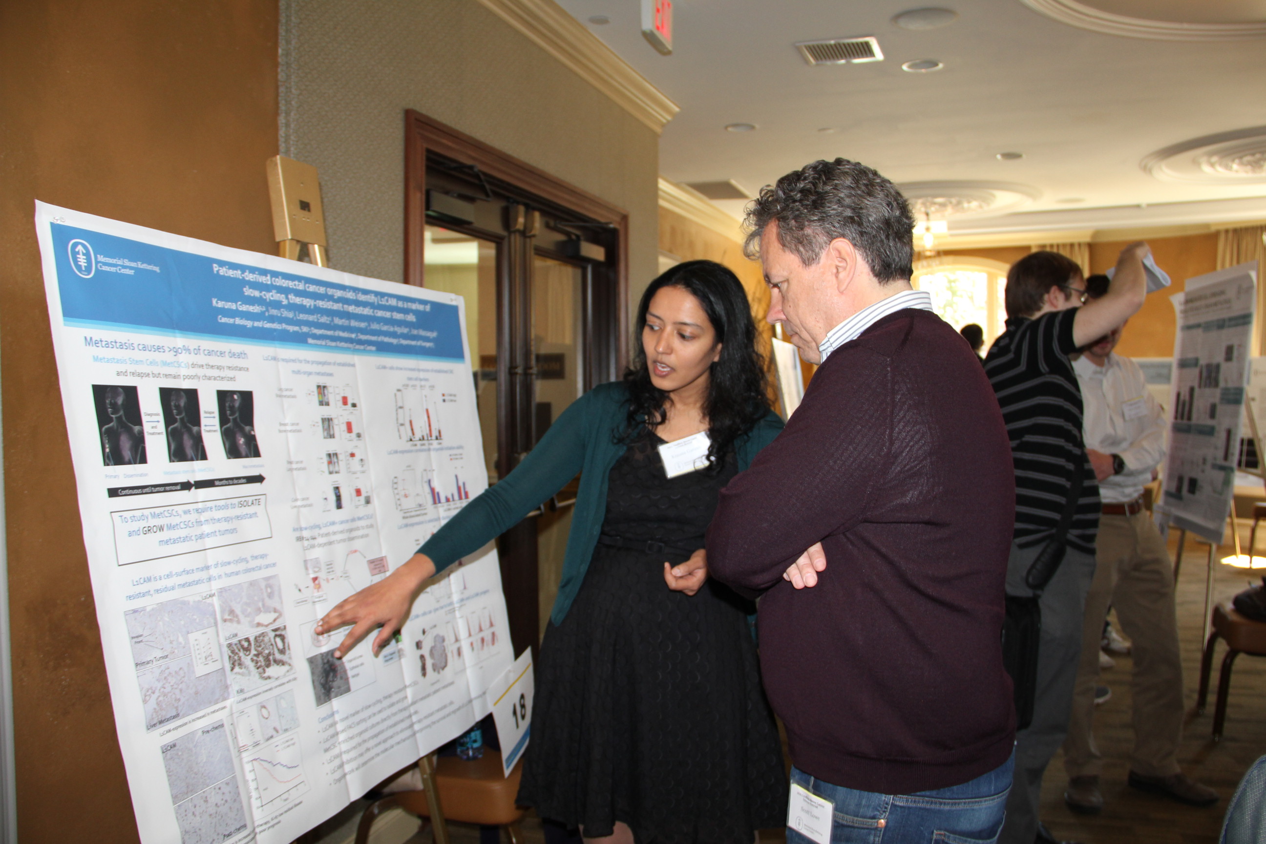  Cancer Biology & Genetics Program Chair Scott Lowe with physician-scientist Karuna Ganesh.
