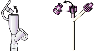Figura 7. Abra el tapón en el extremo del conector tradicional (izquierda) y ENFit (derecha)&nbsp;
