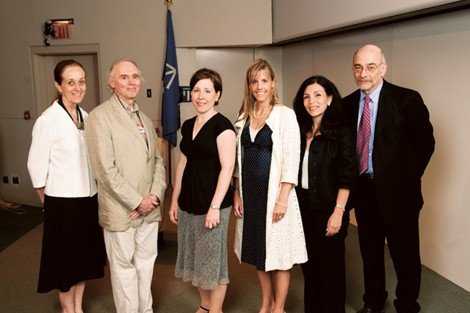 (From left) Mary McCabe, Robert Kosinski, Cathy Bueti, Meg Berte, Linda Freedman, and Robert Wittes were all speakers at Memorial Sloan-Kettering's National Cancer Survivors Day celebration.