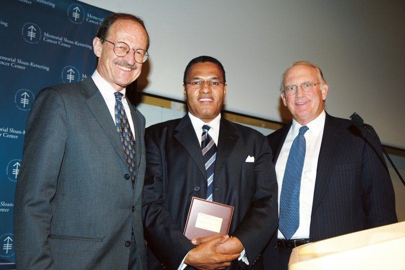 Memorial Sloan-Kettering President Harold Varmus; Convocation keynote speaker Freeman Hrabowski; and Chairman of the Memorial Sloan-Kettering Boards of Overseers and Managers Douglas Warner