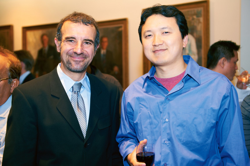 Chair of the Structural Biology Program Nikola Pavletich (left) with his mentee, PhD recipient Jie Fan.