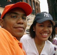 Andrea and her brother at a NY Mets game