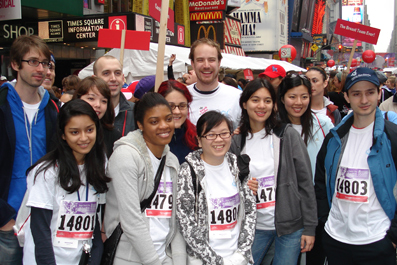 Students in Times Square at Revlon Walk/Run