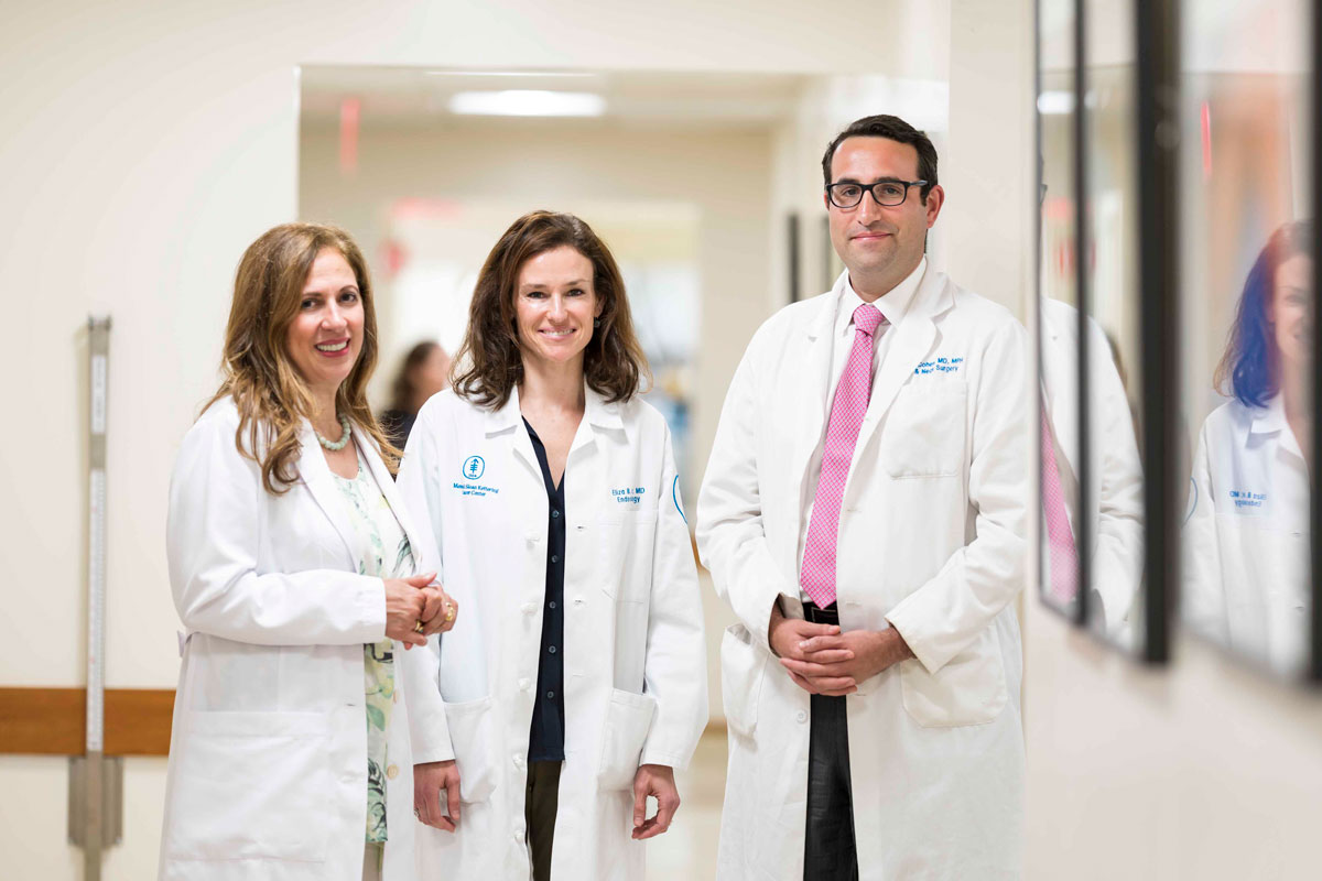 MSK neurosurgeon Viviane Tabar, neuroendocrinologist Eliza Geer, and head and neck surgeon Marc Cohen