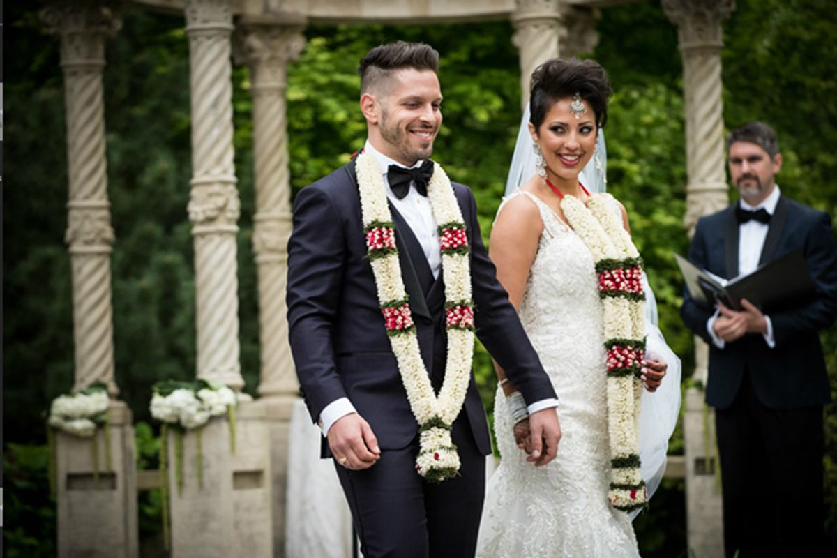 A man and woman at their wedding