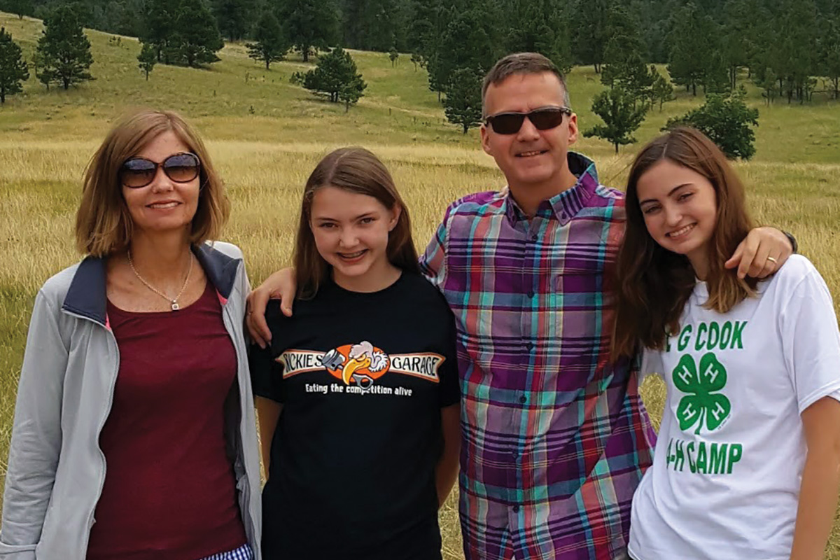 Garth Atchley with his wife, Judy, and his daughters, Jude (left) and Mary (right), on vacation in Wyoming in July 2017, just before he was diagnosed with cancer. Photo: Garth Atchley