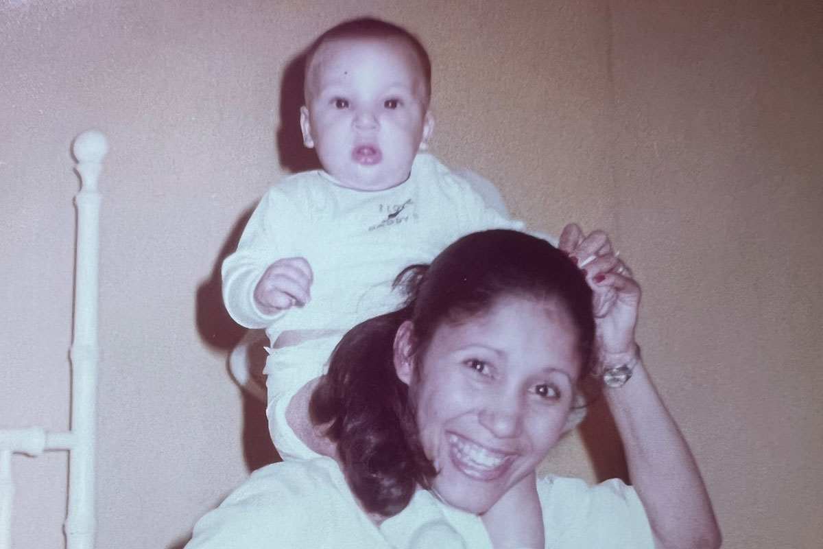 A young Alexis Lopez with his mother, Amarilis