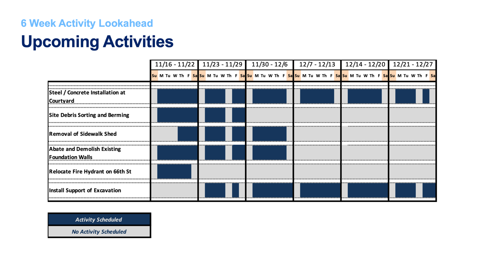Upcoming Activities: November 16 - December 27, 2025 