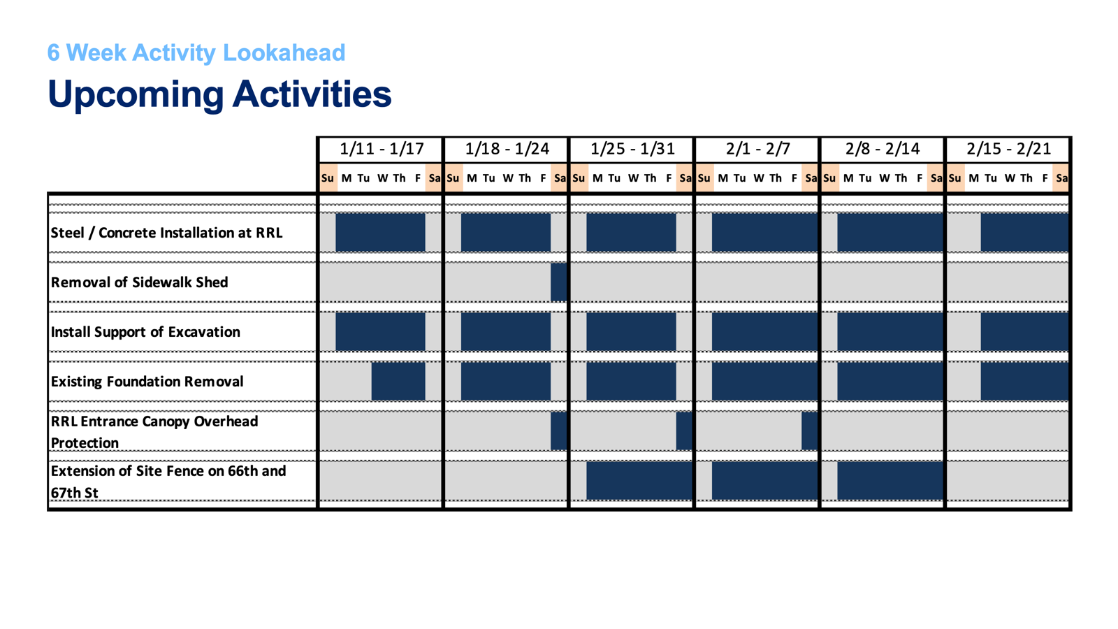pavilion construction lookahead