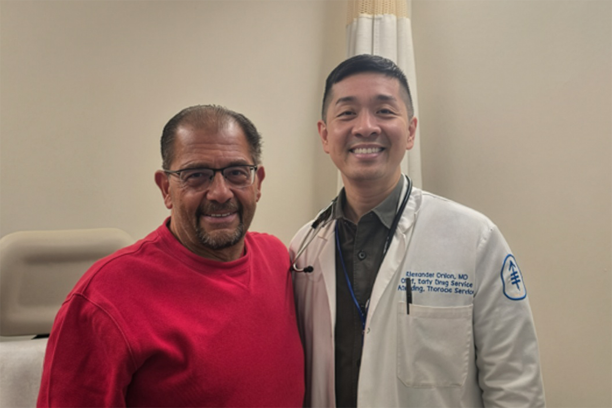 MSK patient smiling with Dr. Alex Drilon