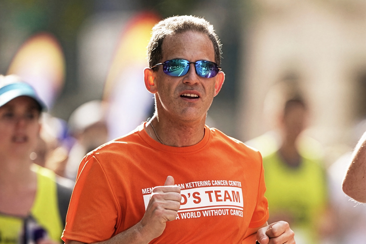 Dr. Ross Levine running the marathon with Fred's Team