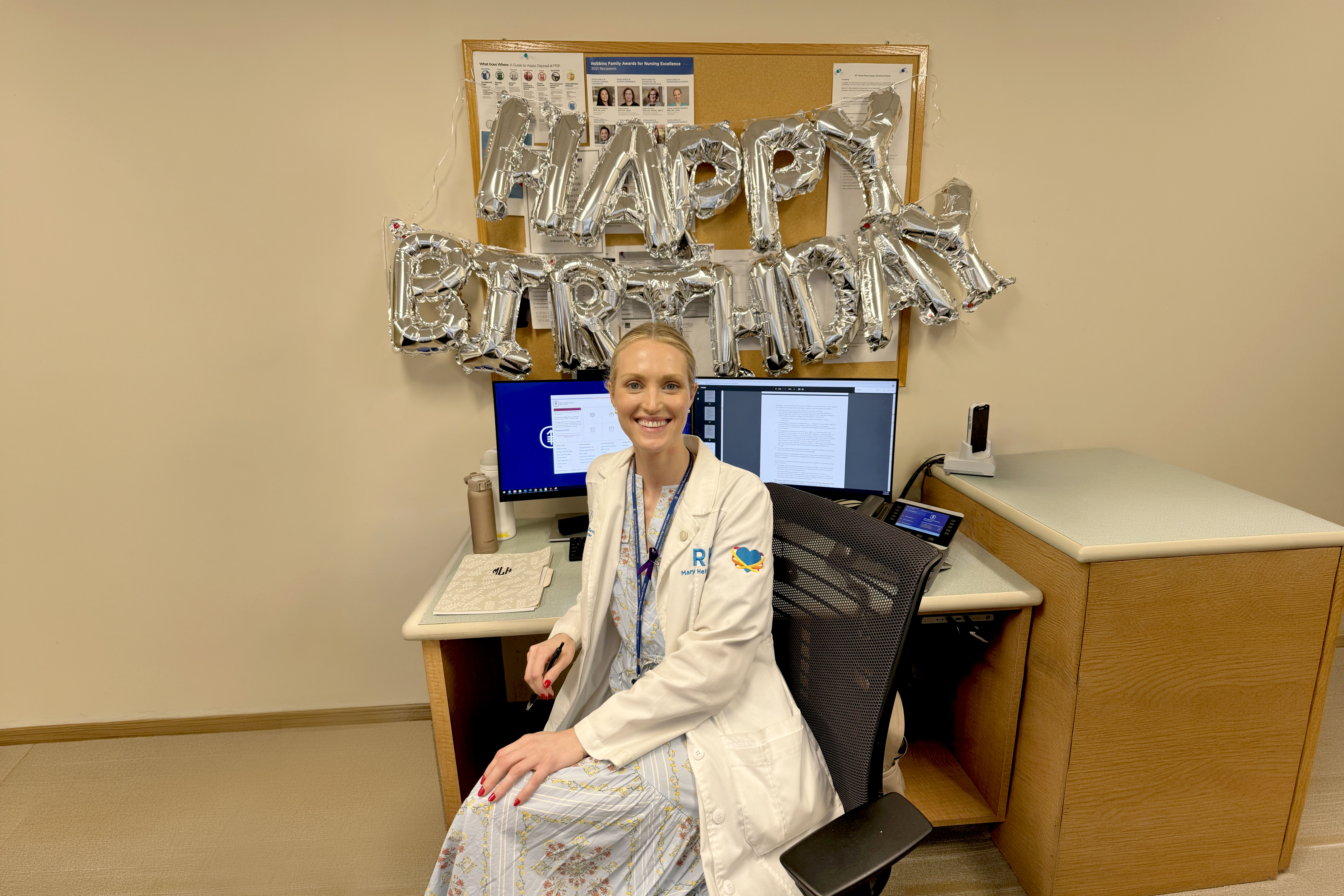 MSK nurse Mary Larsen seen smiling