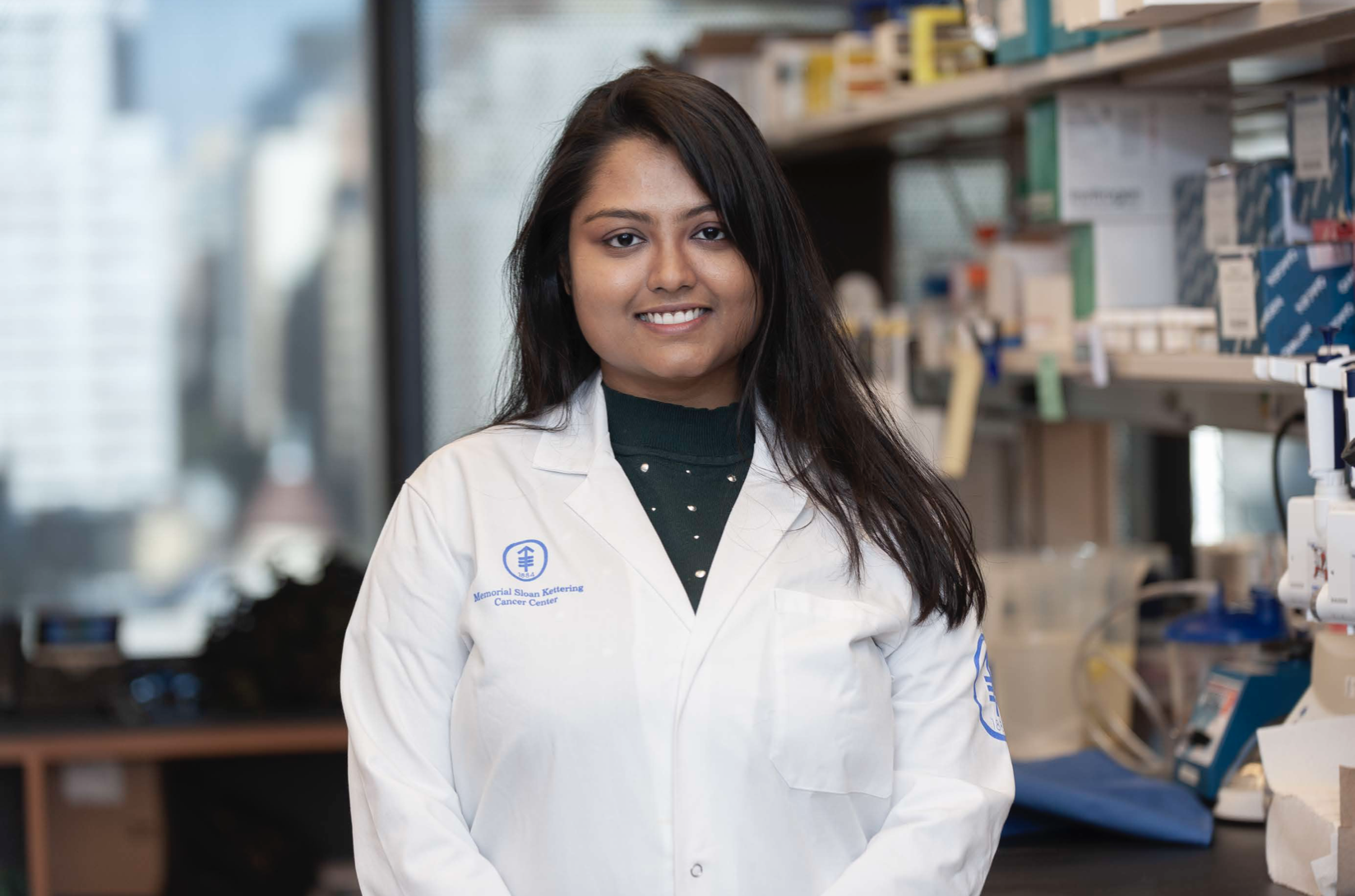 Woman in lab coat