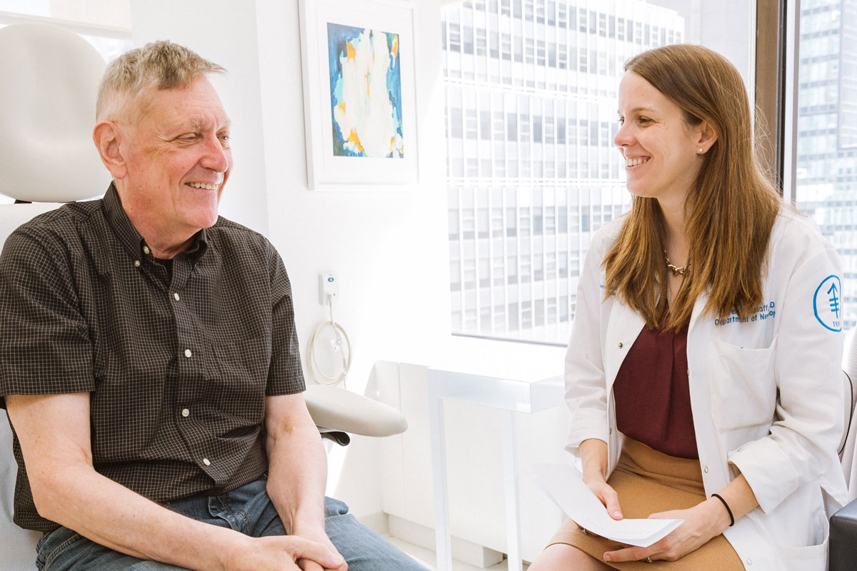 Neuro-Oncologist Dr. Lauren Schaff with patient 