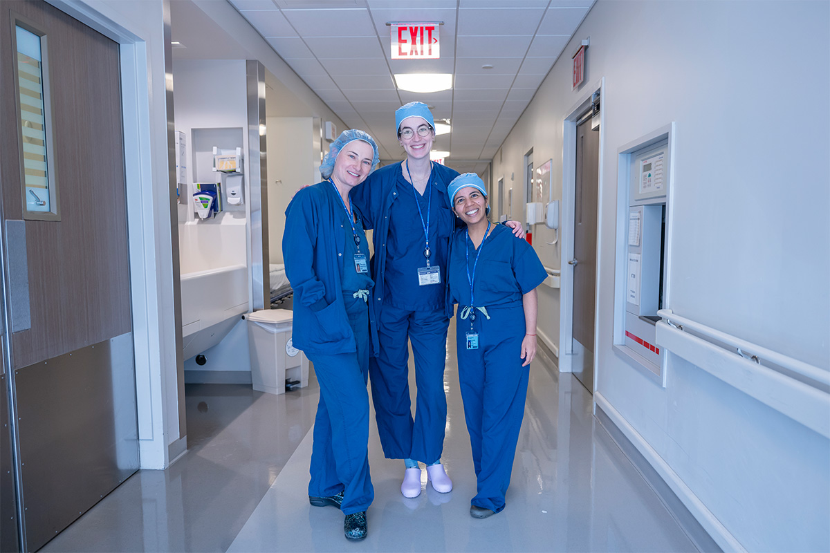 Alina Cisowski-Layden, APP, Claire Miller, MD, Breast Surgery Fellow, and Neha Goel, MD, MPH, Breast Surgeon.