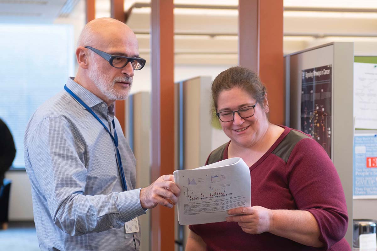 Immunology Program Chair Sasha Rudensky with Dana Pe'er, Chair of the Computational & Systems Biology Program.