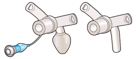 Figura 3. El tubo de traqueostomía con balón (izquierda) y el tubo de traqueostomía sin balón (derecha)