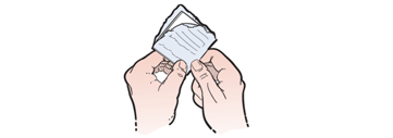 Figure 2. Peeling open the alcohol wipe wrapper