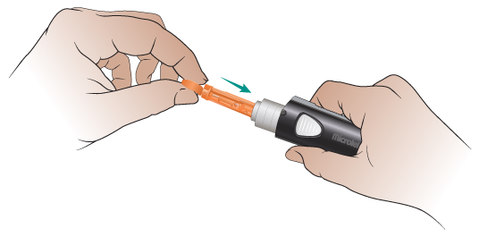 Figura 6. Coloque la aguja en el dispositivo de punción