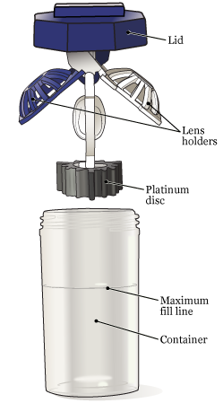 Figure 2. Contact lens case for hydrogen peroxide contact solution