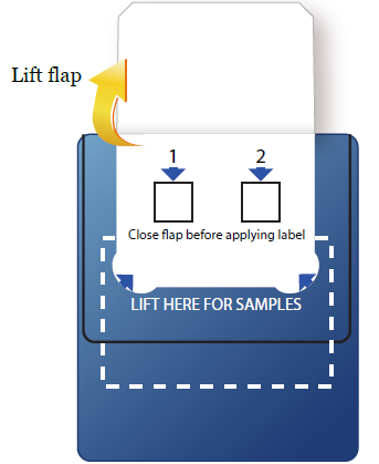 Figure. 1: Lift the flap on your test card