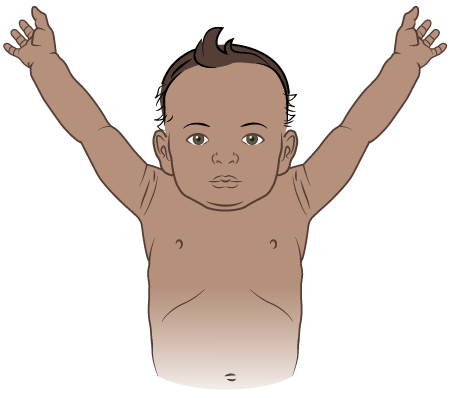 Child raising arms above head
