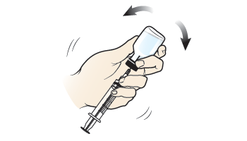Figure 4. Mixing the glucagon powder with the diluting solution