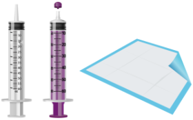 Slip tip syringe, ENFit® syringe, and waterproof pad