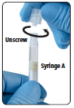 Figure 4. Unscrew clear cap from syringe A
