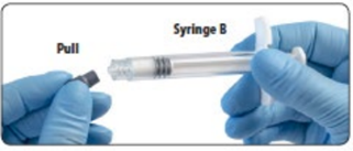 Figure 5. Pull the gray rubber cap off syringe B