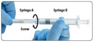 Figure 6. Gently screw syringe A into syringe B