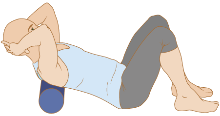 Рисунок 10.  Выполнение упражнения лежа на массажном валике