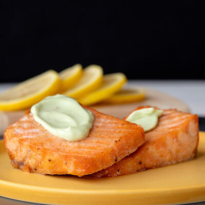 Salmon Fillet with Yogurt Avocado Sauce