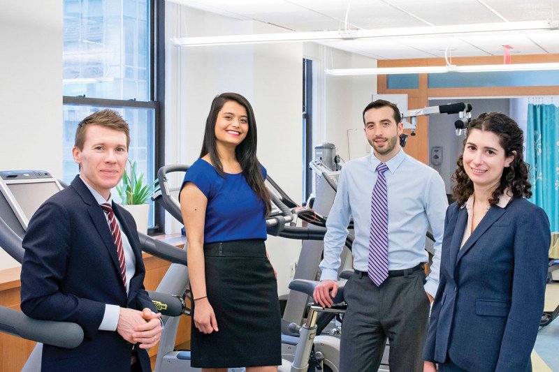 (From left) Lee Jones, Director of the Cardio-Oncology Research Program, with Research Study Assistant Bharvi Patel, Exercise Physiology Manager John Sasso, and Clinical Research Manager Kristen Aufiero.