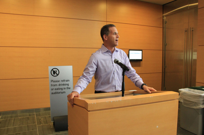 Dr. Ross Levine delivering the Keynote Address at the HOPP Summer Student Program Certificate Completion Ceremony