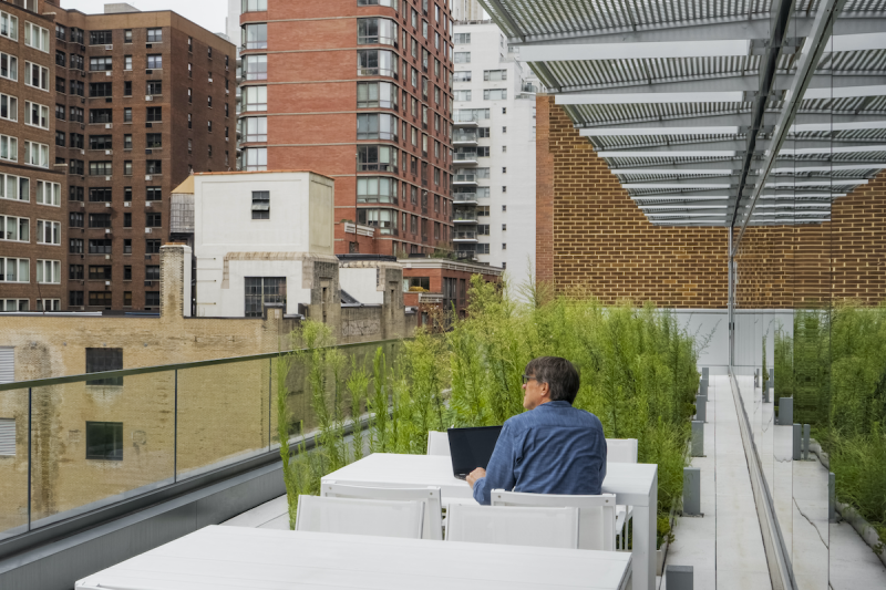 Man at Memorial Sloan Kettering Lab Medicine building