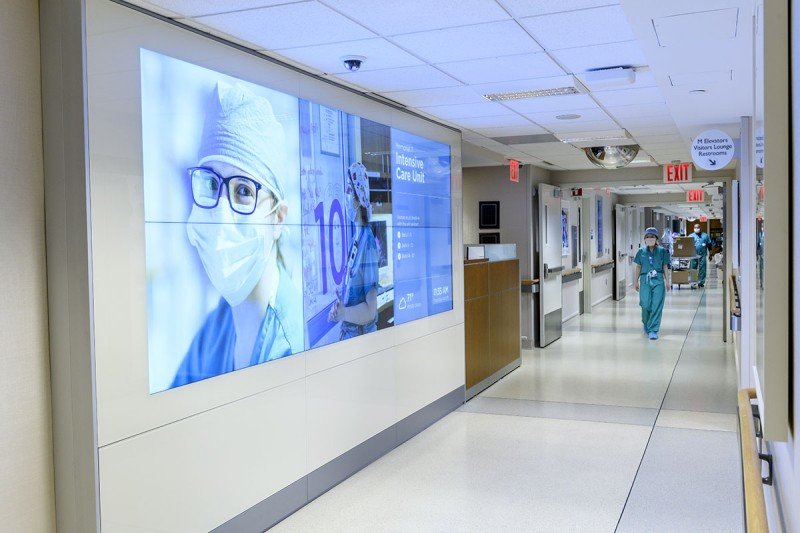 Main hallway of MSK’s Critical Care Center, an ICU for cancer patients