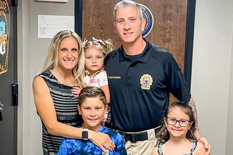 New Jersey police officer Shad Giacomarro and family