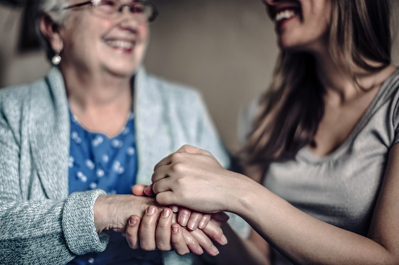 elderly patient and caregiver