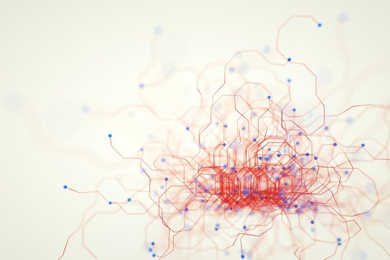 abstract red and blue lines suggestive of metabolic pathways