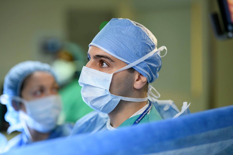 MSK surgeon Emmanouil Pappou in the operating room