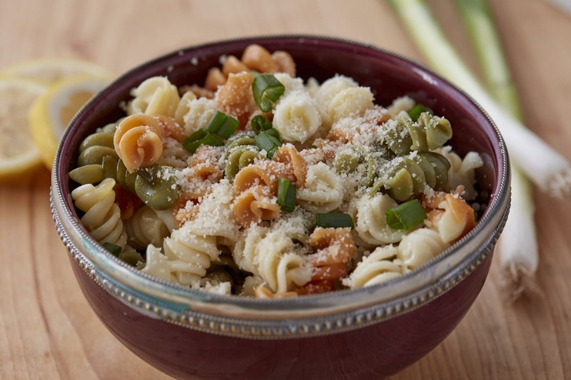Pasta salad with Parmesan and scallions