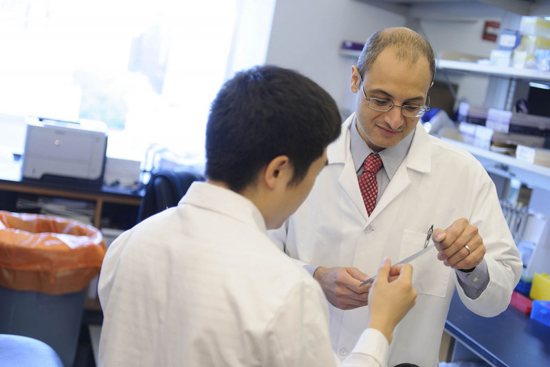 Physician-scientist Omar Abdel-Wahab in his lab.