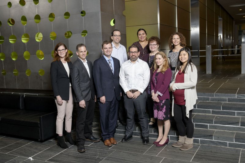 Members of the Precision Interception and Prevention team: (back row, from left) Michael Berger, Farzeen Aslam Correia, Wendy Perchick, and Zsofia Stadler; (front row, from left) Kelly Bolton, Ross Levine, David Pagel, Luis Diaz, Jamie Chaft, and Dana Tsui.