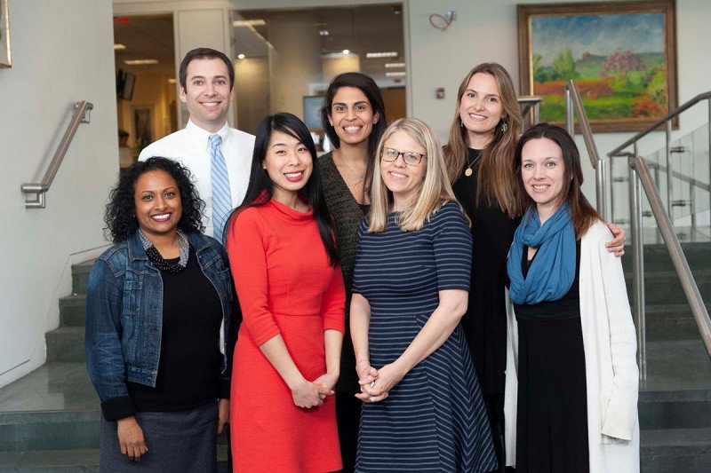 Our social workers are here to support you and your family. Clockwise from top left: David Sarfati, Natalie Santos, Hadley Maya, Johanna Tappen, Meredith Cammarata, Chelsea Chin, and Linda Mathew.