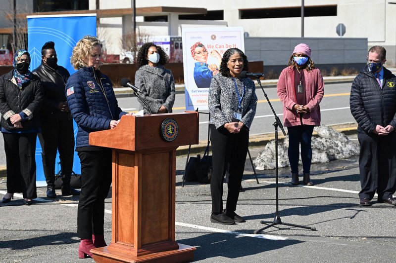 Carol Brown speaks at press conference