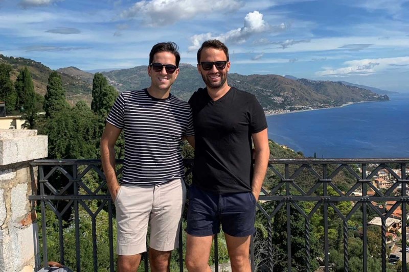 Anthony (right) and his boyfriend, Bradley, on vacation in Sicily, their favorite European destination