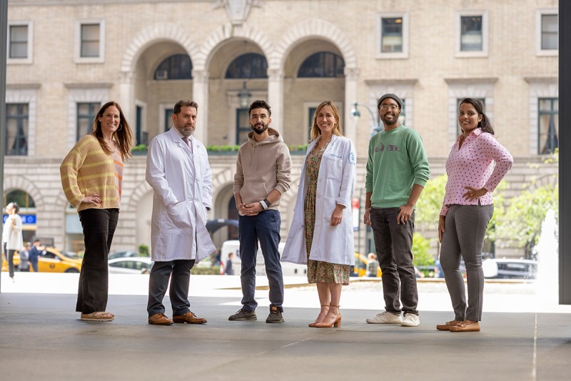 (Left to right) Sascha Roth, Luis Diaz, Imtiaz Hussain, Andrea Cercek, Avery Holmes, and Nisha Varughese.