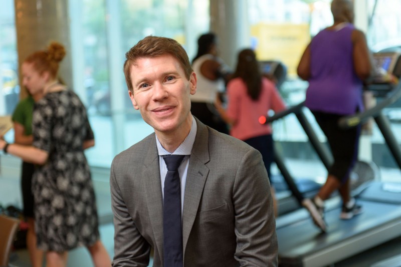 MSK exercise scientist Lee Jones, PhD, is seen in a gym. 